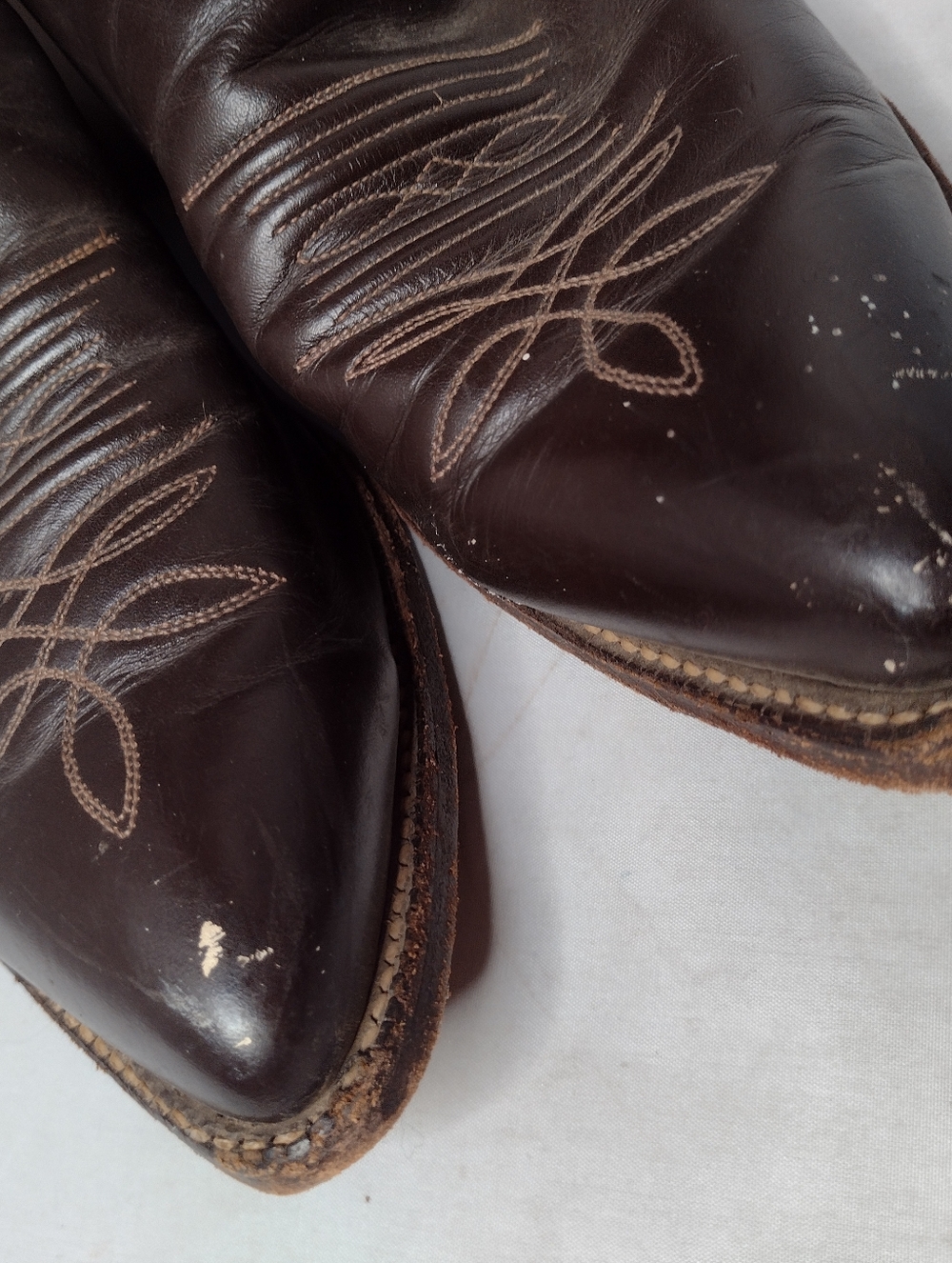 Justin H1417 Brown Leather Cowboy Western Boots Size 11 Embroidered - Picture 3 of 10